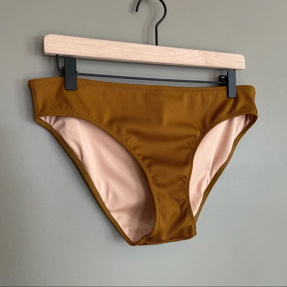 Madewell Second Wave‎ Ribbed Hipster Bikini Bottom Women XL Burnished Amber NWT